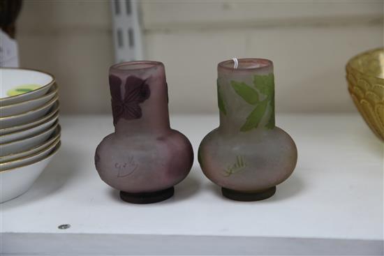 Two small Galle cameo glass vases, c.1910, height 9.5cm